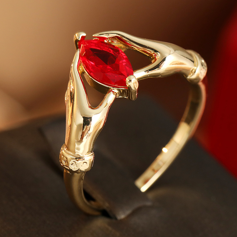 Women's Gold-Toned Hand-Shaped Ring, Daily Wear